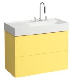 Laufen H4076080336441 Kartell 34 5/8" Wall Mount Single Basin Bathroom Vanity Base with Two Drawer and Left Side Shelf in Mustard Yellow
