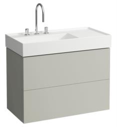 Laufen H4076180336411 Kartell 34 5/8" Wall Mount Single Basin Bathroom Vanity Base with Two Drawer and Right Side Shelf in Pebble Grey
