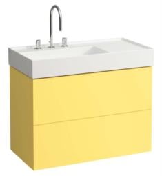 Laufen H4076180336441 Kartell 34 5/8" Wall Mount Single Basin Bathroom Vanity Base with Two Drawer and Right Side Shelf in Mustard Yellow