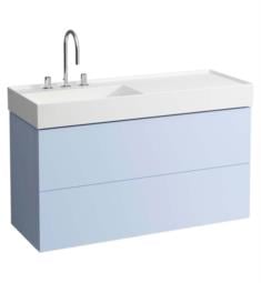 Laufen H4076480336451 Kartell 46 1/2" Wall Mount Single Basin Bathroom Vanity Base Two Drawer and Right Side Shelf in Grey Blue