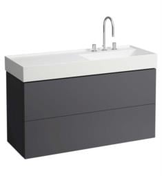 Laufen H4076490336421 Kartell 46 1/2" Wall Mount Single Basin Bathroom Vanity Base Two Drawer and Left Side Shelf in Slate Grey