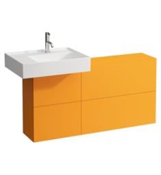 Laufen H4082910336431 Kartell 47 1/4" Wall Mount Single Basin Bathroom Vanity Base with One Door, Two Flaps and Left Side Sink in Ochre Brown