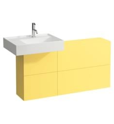 Laufen H4082910336441 Kartell 47 1/4" Wall Mount Single Basin Bathroom Vanity Base with One Door, Two Flaps and Left Side Sink in Mustard Yellow