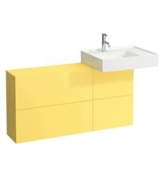 Laufen H4082920336441 Kartell 47 1/4" Wall Mount Single Basin Bathroom Vanity Base with One Door, Two Flaps and Right Side Sink in Mustard Yellow