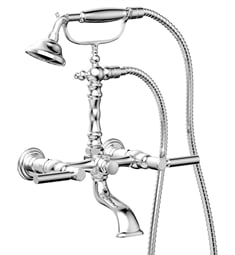 Phylrich K2393-06 Basic 15 3/8" Double Lever Handle Wall Mount Exposed Tub Filler with Handshower