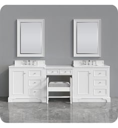 James Martin 825BW-V36GP-AB-EJP De Soto 102" Freestanding Double Bathroom Vanity Set in Bright White with Eternal Jasmine Pearl Quartz Top