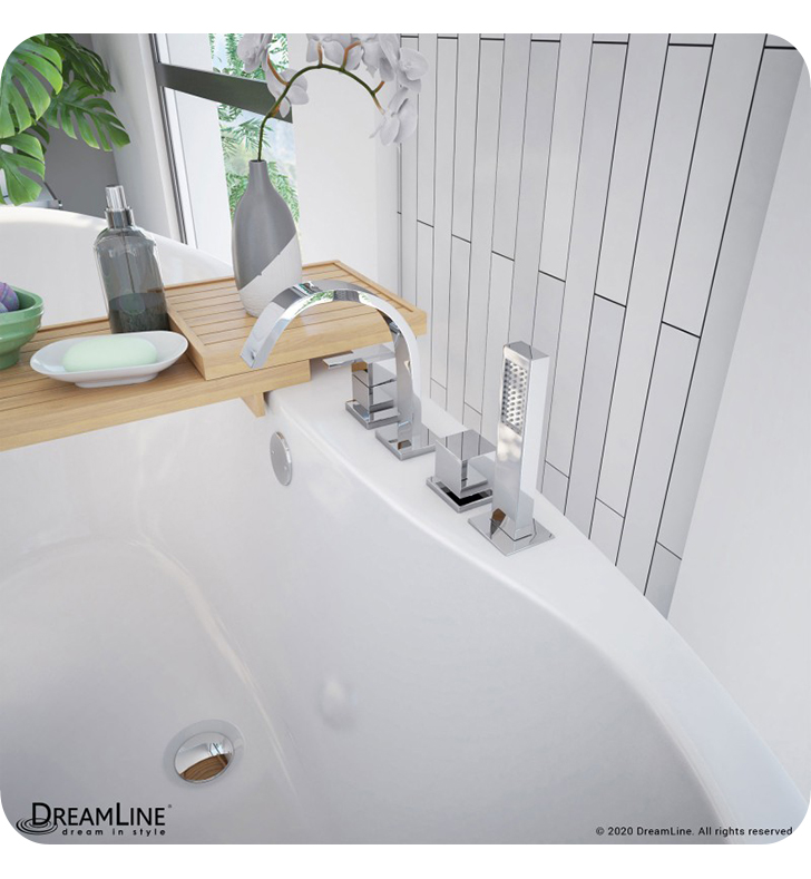 Caspian 60 in. W x 32 in. D Acrylic Freestanding Bathtub in White - DreamLine BTCA6032WFXXC00