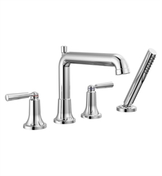Delta T4736 Saylor 8 1/2" Double Handle Deck Mounted Roman Tub Faucet with Handshower