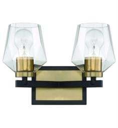 Craftmade 56902-FBSB Avante Grand 2 Light 12 5/8" Incandescent Clear Glass Shade Vanity Light in Flat Black/Satin Brass