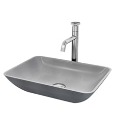 VIGO VGT2083 Concreto Stone Rectangular Bathroom Sink with Cass Vessel Faucet in Chrome