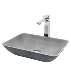 VIGO VGT2084 Concreto Stone Rectangular Bathroom Sink and Dunn Vessel Faucet in Chrome