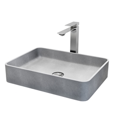 VIGO VGT2085 Concreto Stone Rectangular Bathroom Sink and Dunn Vessel Faucet in Brushed Nickel