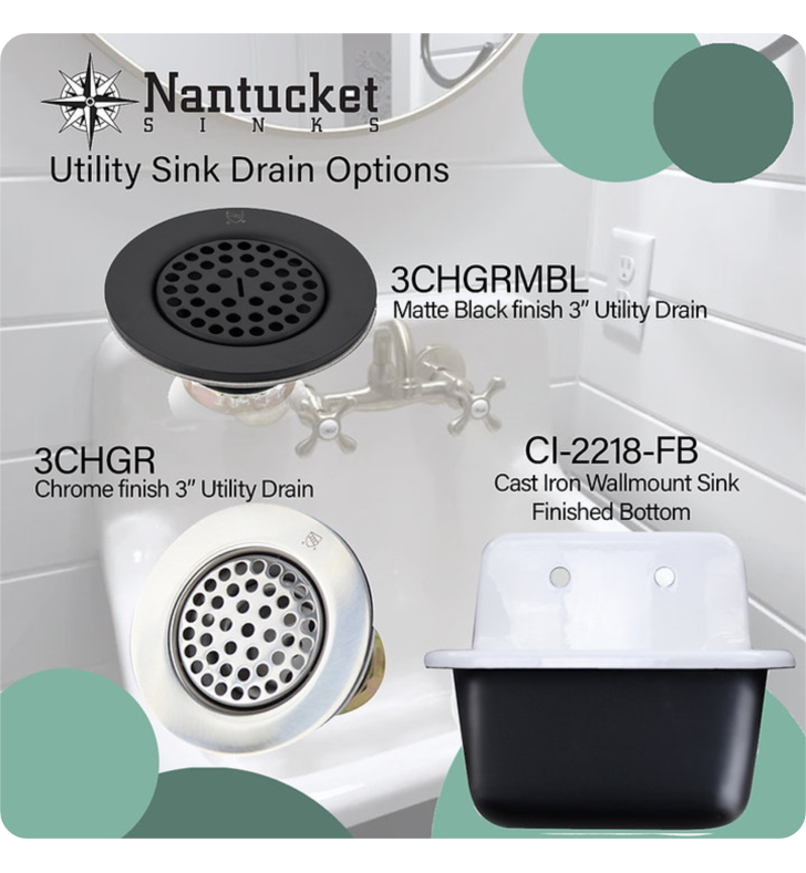 Nantucket CI-2218-FB Anchor 22 Cast Iron Wallmount Utility Sink