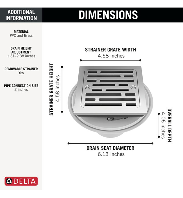 4~ Tile-In Square Shower Drain in Black Stainless DT062412-KS