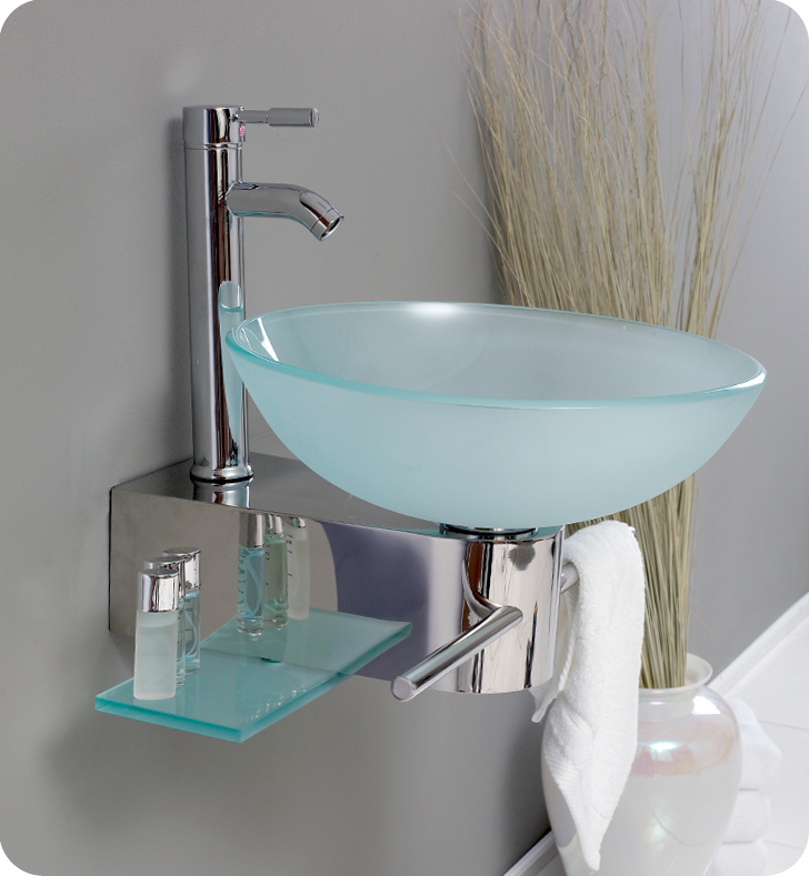 Modern Glass Bathroom Vanity, Glass Basin Vanity