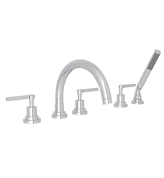 Rohl A2214 Lombardia 8 5/8" Three Handle Widespread/Deck Mounted C-Spout Roman Tub Filler with Handshower
