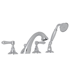 Rohl A1464 Viaggio 7 7/8" Two Handle Widespread/Deck Mounted C-Spout Roman Tub Filler with Handshower