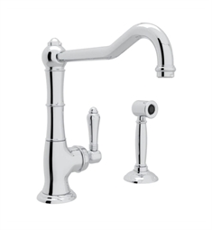 Rohl A3650-11LMWS Country Kitchen 11" Deck Mounted Cinquanta C-Spout Kitchen Faucet with Sidespray and Metal Levers