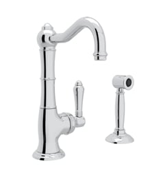 Rohl A3650WS Country Kitchen 8 7/8" Deck Mounted Cinquanta C-Spout Kitchen Faucet with Sidespray