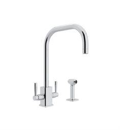 Rohl U.4310LS Perrin and Rowe Holborn 14 3/4" Deck Mounted U-Spout Kitchen Faucet with Sidespray