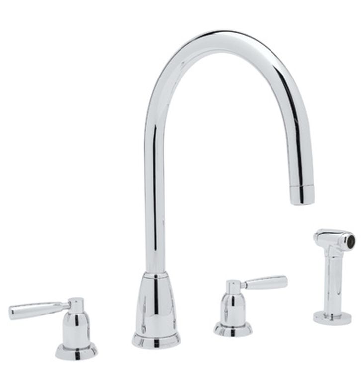 Rohl U 4891 Contemporary 4 Hole C Spout Kitchen Faucet Wtih Sidespray
