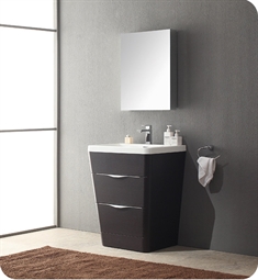 Fresca FVN8525CN Milano 26" Modern Bathroom Vanity in a Chestnut Finish with Medicine Cabinet and Faucet