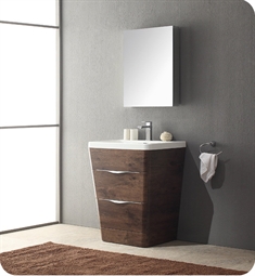 Fresca FVN8525RW Milano 26" Modern Bathroom Vanity in a Rosewood Finish with Medicine Cabinet and Faucet