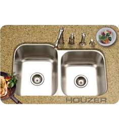 Houzer MEC-3220SR-1 Undermount 60 / 40 Large Left Basin Kitchen Sink