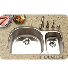 Houzer MCS-3521SR-1 40 inch Undermount 70 / 30 Large Left Basin Kitchen Sink