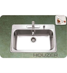 Houzer PGS-3122-1-1 Single Basin Drop-In Stainless Steel Kitchen Sink