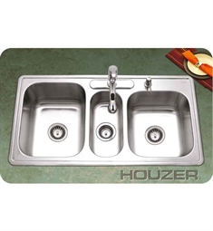 Houzer PGT-4322-1 Self Rimming Triple Basin Kitchen Sink