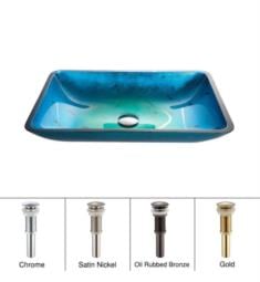 Kraus GVR-204-RE Galaxy Blue 21 7/8" Irruption Glass Rectangular Single Bowl Vessel Bathroom Sink