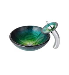 Kraus C-GV-391-19MM-10 Nature 17" Nei Glass Round Single Bowl Vessel Bathroom Sink with Waterfall Faucet
