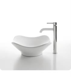 Kraus C-KCV-135-1007 White Ceramic 15 1/2" Square Tulip Single Bowl Vessel Bathroom Sink with Ramus Faucet