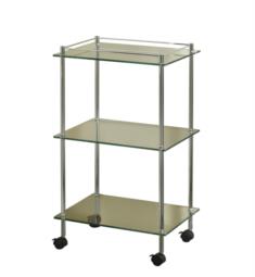 Valsan 57405 Essentials 18" Free Standing Three Tier Glass Cart with Wheels