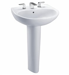 TOTO LPT241G Supreme 22 7/8" Wall Mount Pedestal Bathroom Sink with Overflow and CeFiONtect Ceramic Glaze