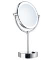 Smedbo FK474E Outline 7 1/8" Free Standing Two-Sided Shaving Make-Up Mirror with Dual LED Light in Polished Chrome
