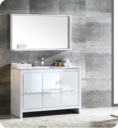 Fresca FVN8148WH Allier 48" Modern Bathroom Vanity with Mirror in Glossy White