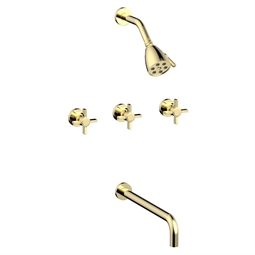 Phylrich D2137 Basic Blade Cross Handles Thermostatic Tub and Shower Set