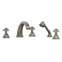 Phylrich K2361P1 Georgian & Barcelona 12" Three Round Handle Widespread/Deck Mounted Roman Tub Faucet with Handshower