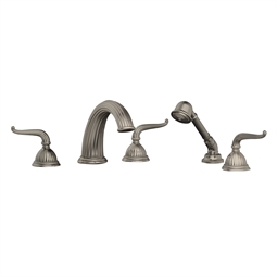 Phylrich K2141P1 Georgian & Barcelona 11 5/8" Three Lever Handle Widespread/Deck Mounted Roman Tub Faucet with Handshower