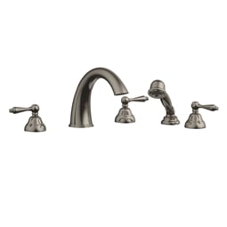 Phylrich D2200T1 Revere & Savannah 11 1/2" Three Straight Lever Handle Widespread/Deck Mounted High Spout Roman Tub Faucet with Handshower