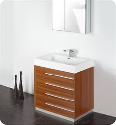 Fresca FVN8030TK Livello 30" Modern Bathroom Vanity with Medicine Cabinet inTeak