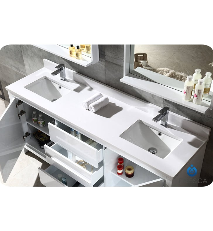 Fresca Fvn8172wh Allier 72 Double Sink, Modern Double Vanity 72