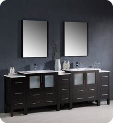 Fresca FVN62-96ES-UNS Torino 96" Double Sink Modern Bathroom Vanity with 3 Side Cabinets and Integrated Sinks in Espresso