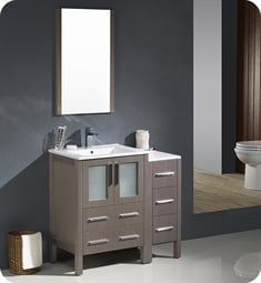 Fresca FVN62-2412GO-UNS Torino 36" Modern Bathroom Vanity with Side Cabinet and Integrated Sinks in Gray Oak