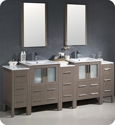 Fresca FVN62-72GO-UNS Torino 84" Double Sink Modern Bathroom Vanity with 3 Side Cabinets and Integrated Sinks in Gray Oak