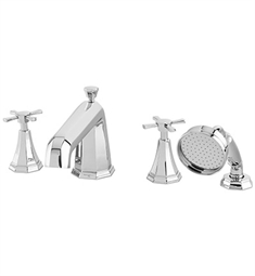 Rohl U.3153X Perrin & Rowe Deco 11 1/8" Two Cross Handle Widespread/Deck Mounted Roman Tub Filler with Handshower