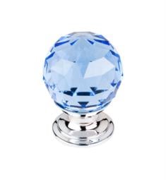 Top Knobs TK123 Crystal 1 1/8" Brass Round Shaped Blue Crystal Cabinet Knob
