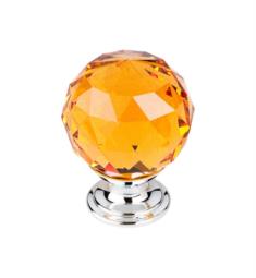Top Knobs TK112 Crystal 1 3/8" Brass Round Shaped Amber Crystal Cabinet Knob